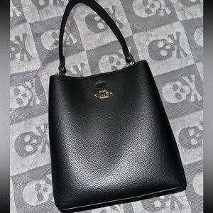 RELIST - Coach Leather Small Town Bucket Bag In Black/Oxblood (1011)